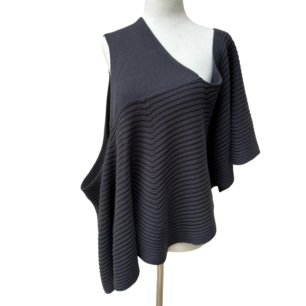 Laurie B Anthropologie Y2K Avant Garde Asymmetric Knit Poncho Sweater Lagenlook